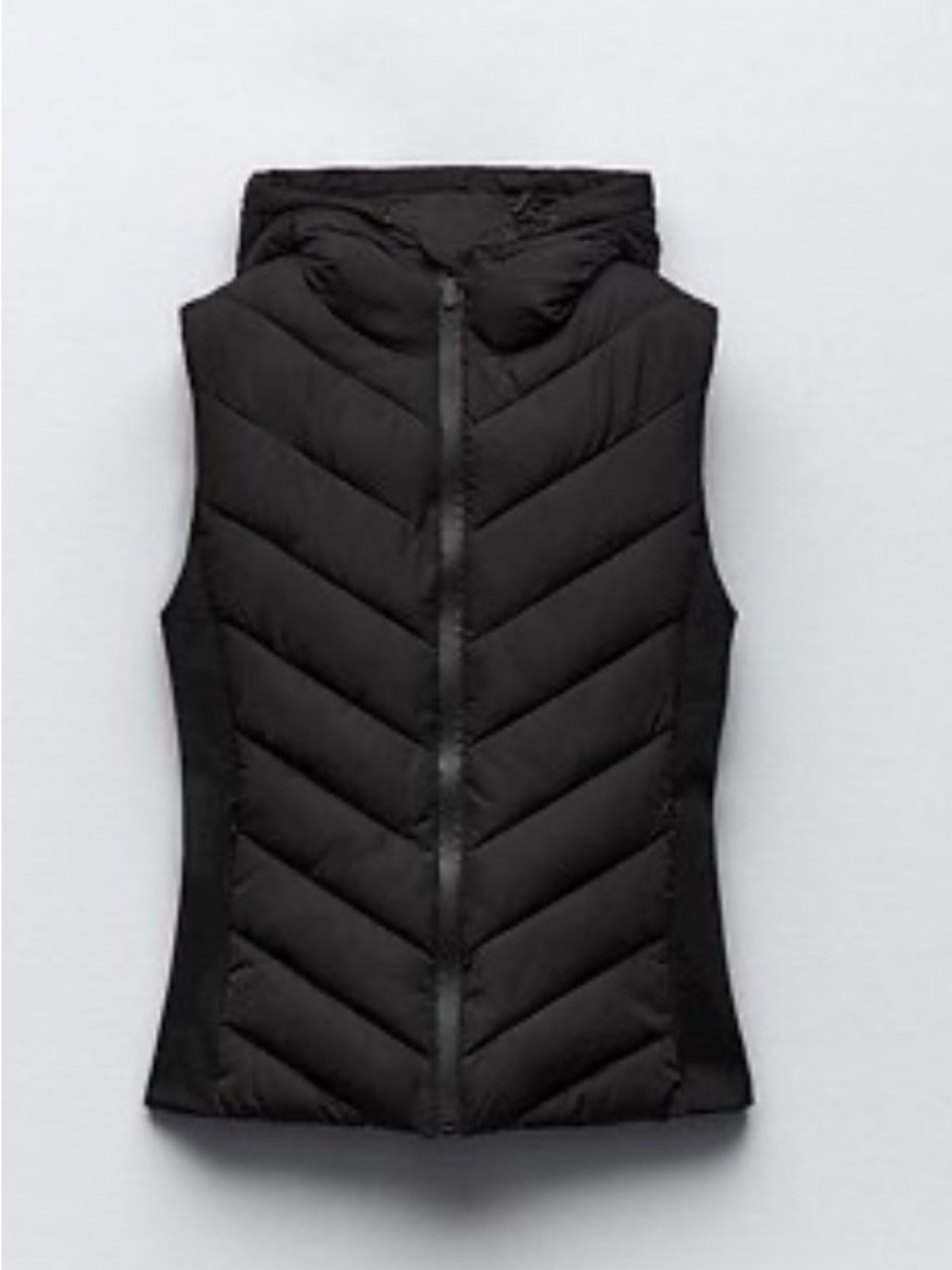 ZARA Women's Black Quilted Hooded Puffer Vest